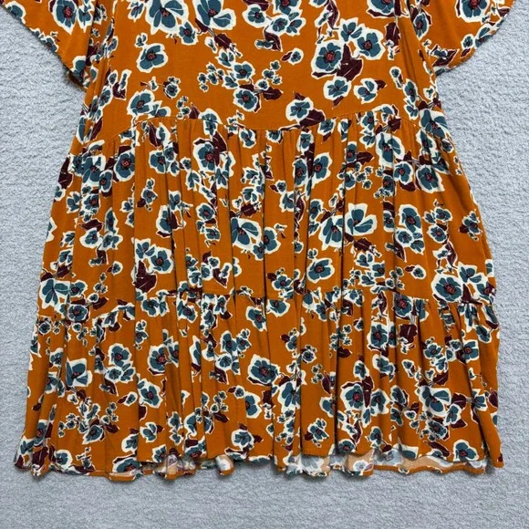 Ava & Viv 3X Floral Babydoll Midi Dress Tiered Short Sleeve Pockets - Picture 13 of 15